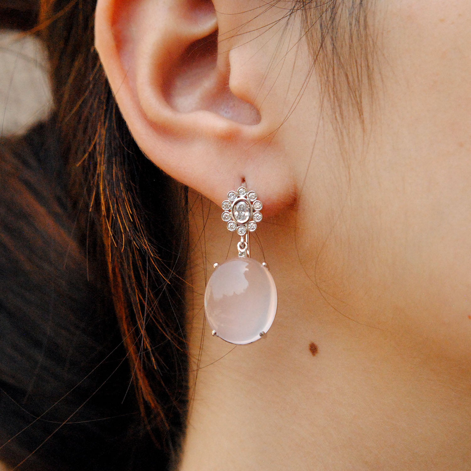 Rose Quartz and Freshwater Pearl Long Diamond Chandelier Gold Earrings –  The Sage Lifestyle